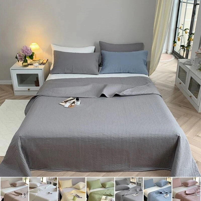 全綿ベッドカバー 厚手シーツ イブル 四シンプル キルティング 3枚セット毛布