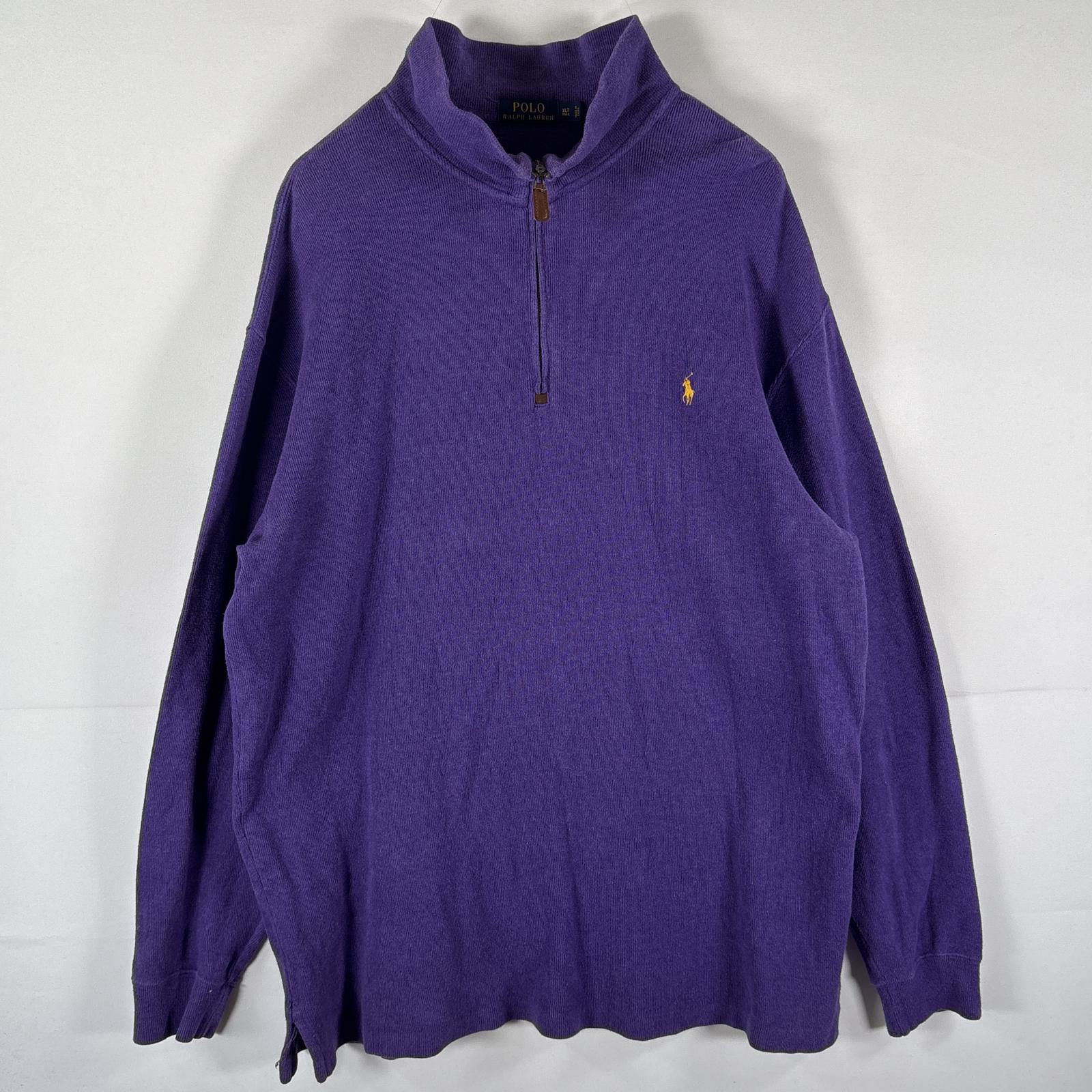 古着 スウェット トレーナー ニット プルオーバー 大きいサイズ XLT TALL パープル メンズ