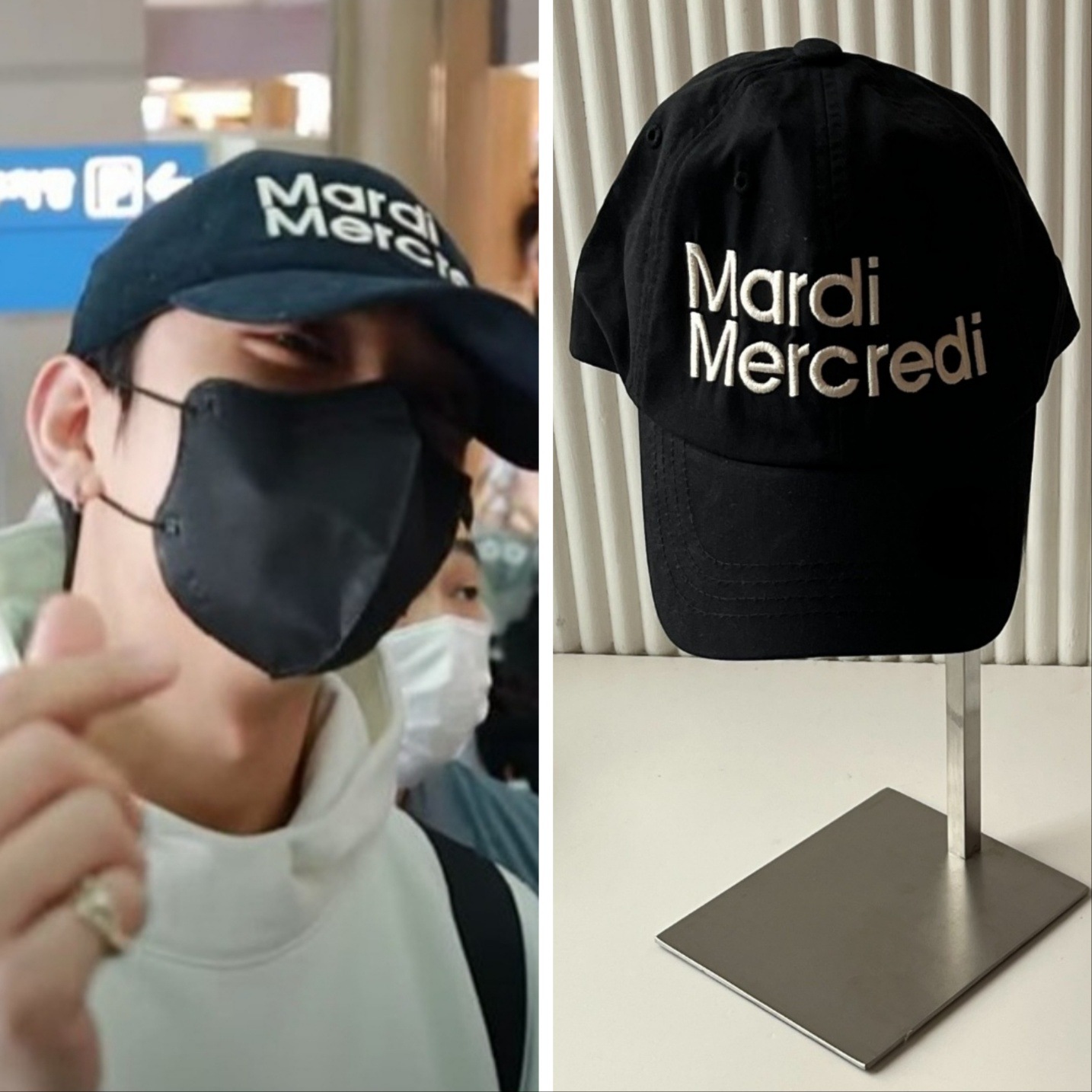 CAP MARDI_BLACK WHITE レタリング キャップ ロゴキャップ帽 レタリング キャップ帽 ブラック