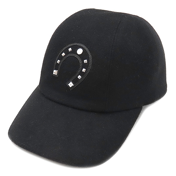 エルメス キャップ キャスケット デイヴィス ラッキー カシミヤ コットン シルク ブラック #57 シルバー金具 新品 未使用 黒 H252007N 0256 【箱】【中古】