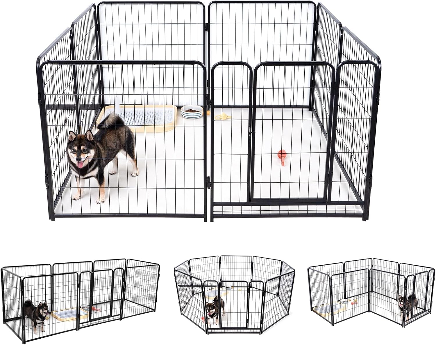 KIRATAKU 大型犬 サークル スチール製 ペットサークル 犬用サークル 犬用フェンス 犬 ケージ ペットケージ 大型 60/80/98CM 室内室外兼用 折り畳み式 組立簡単 複数連結可能