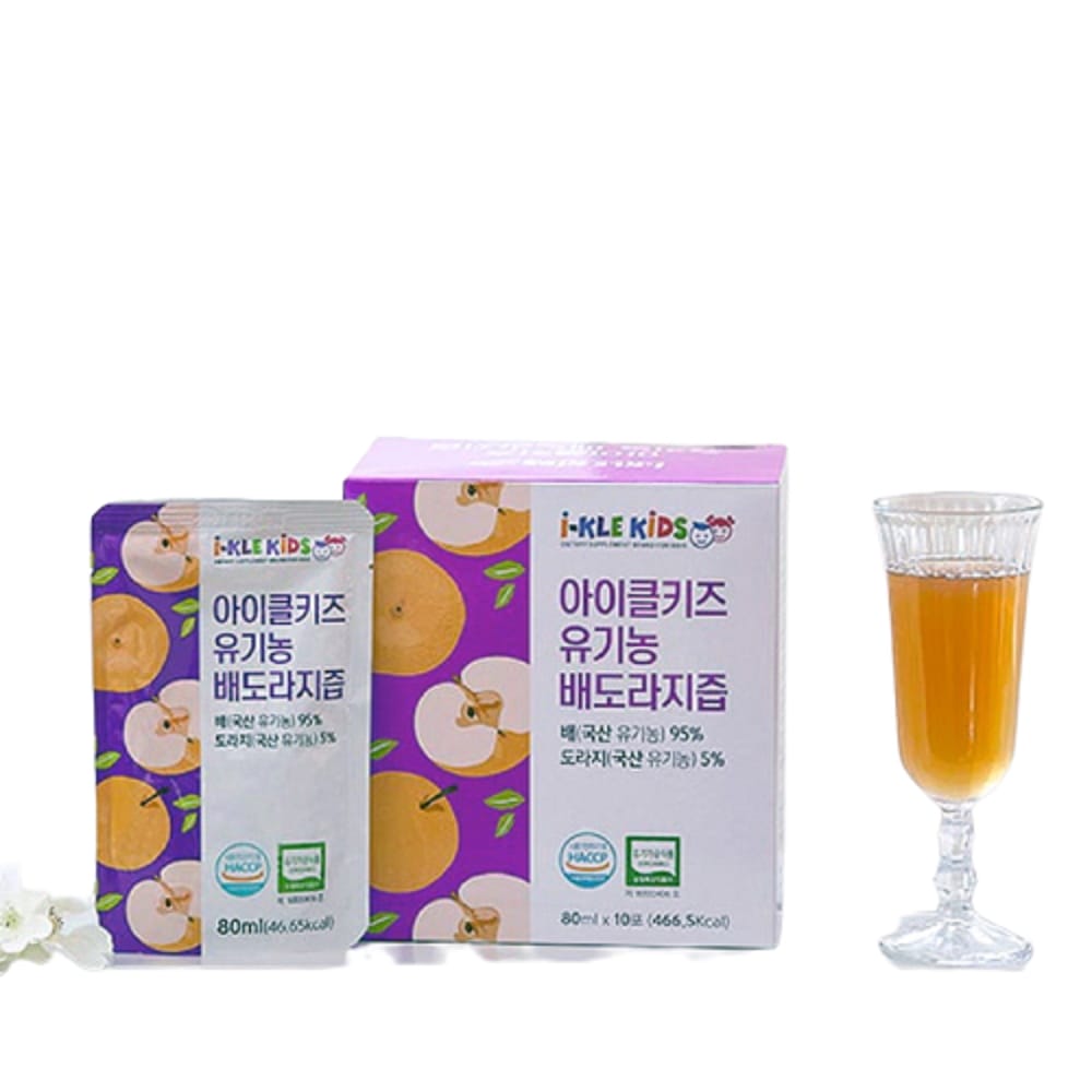 韓国-K MEALアイクルキッズ オーガニック 梨キキョウ汁 1箱 80ml x 10包 咳 風邪 オーガニック-K FOOD