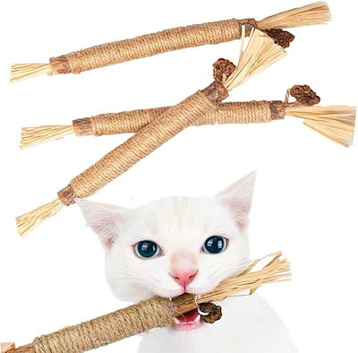 他サイト： 猫 噛むおもちゃ 歯磨き またたびの木 猫歯ぎしり棒 マタタビ 天然木 歯石ケア 口臭ケア 歯磨きおもちゃ(ベージュ, 3本セット)の商品画像