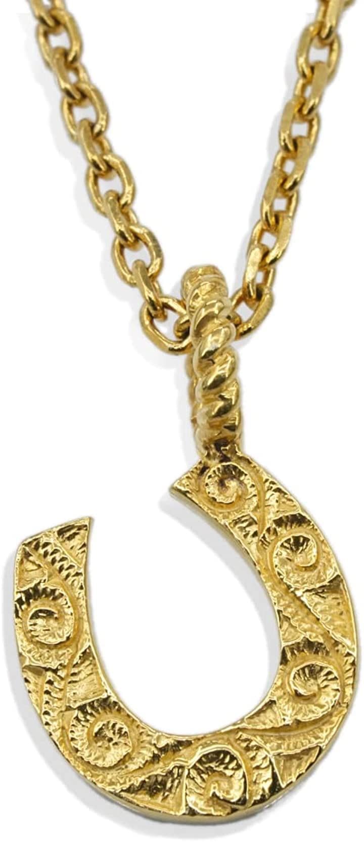 ホースシュー ハワイアンジュエリー ネックレス シルバー925 24K ゴールド 馬蹄 メンズ レディース( ゴールド)