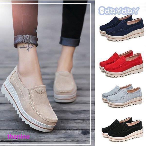 1つ買うと1つ無料メガ割 qoo10 レディース 厚底スニーカー ローファー 看護師 婦人靴 スエード スリッポン 身長アップ 美脚 軽量 通勤 防滑 オフィス 疲れない