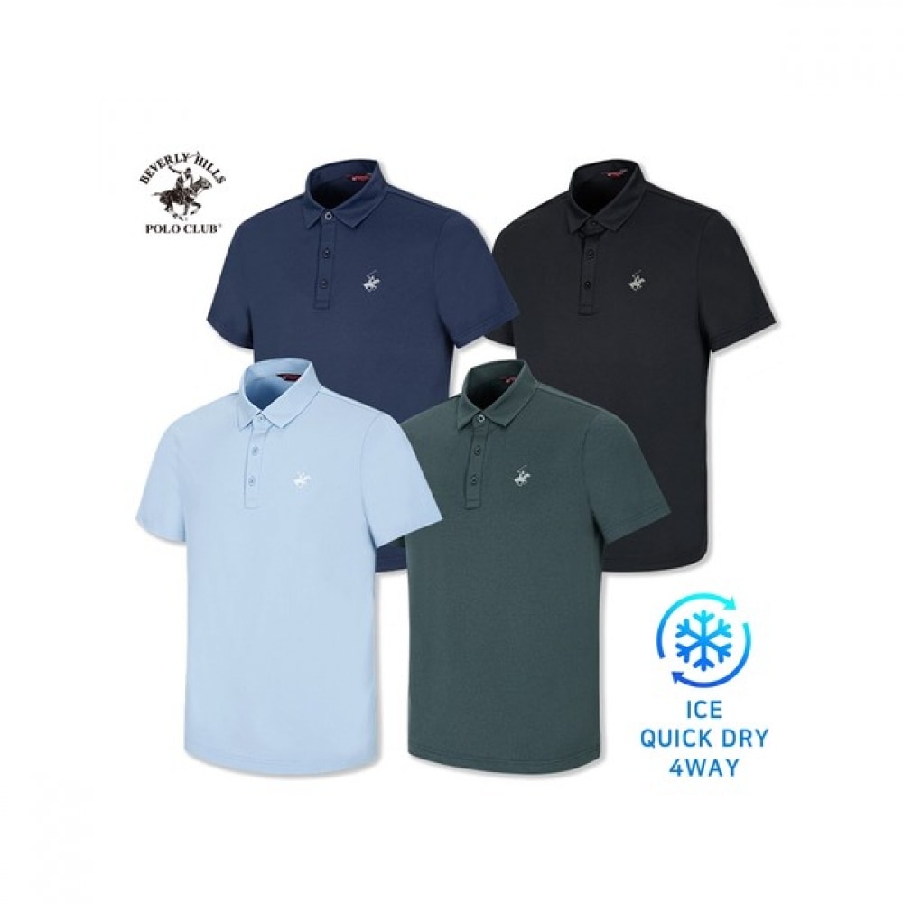 (ビバリーヒルズポロクラブ) ユニセックス超軽量機能性クールドライカラーゴルフ半袖Tシャツ