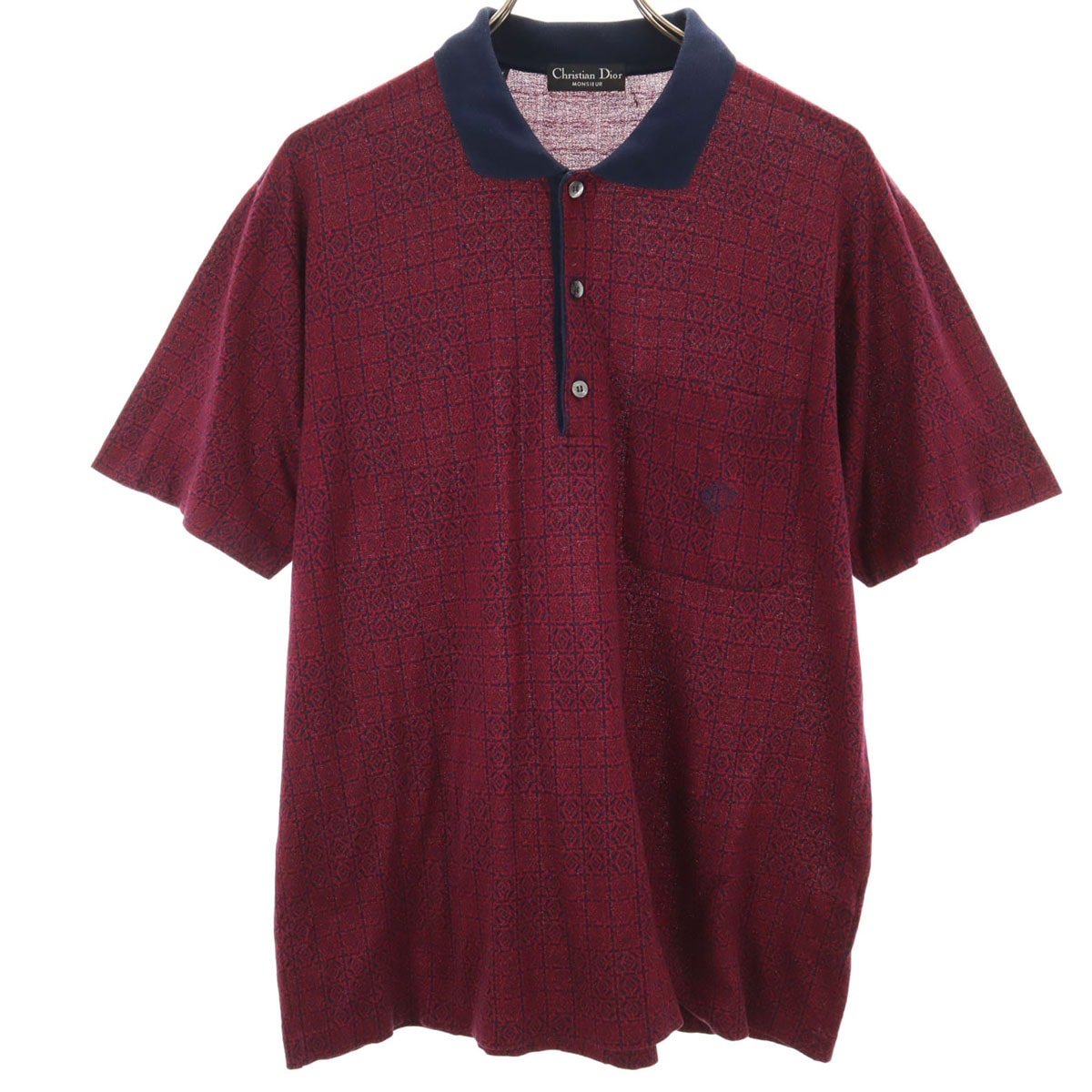 Christian Dior MONSIEUR クリスチャンディオール ムッシュ 90s オールド 半袖 ポロシャツ M レッド系 メンズ 古着