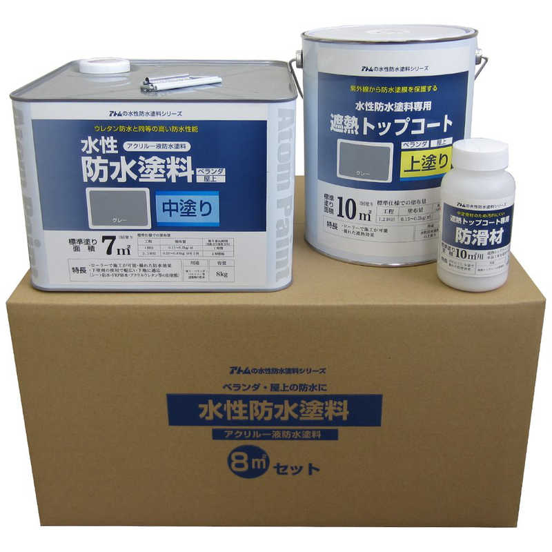 アトムサポート　アトム 防水セット トップコート 8m2セット グレー グレー　9050975