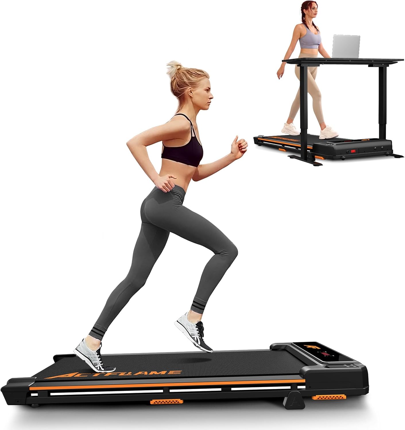 傾斜付きトレッドミル 家庭やオフィスの机の下にウォーキングマシン 2-in-1ポータブルトレーニングマシン リモコン付き 耐荷重120kgまでのコンパクトなトレッドミル