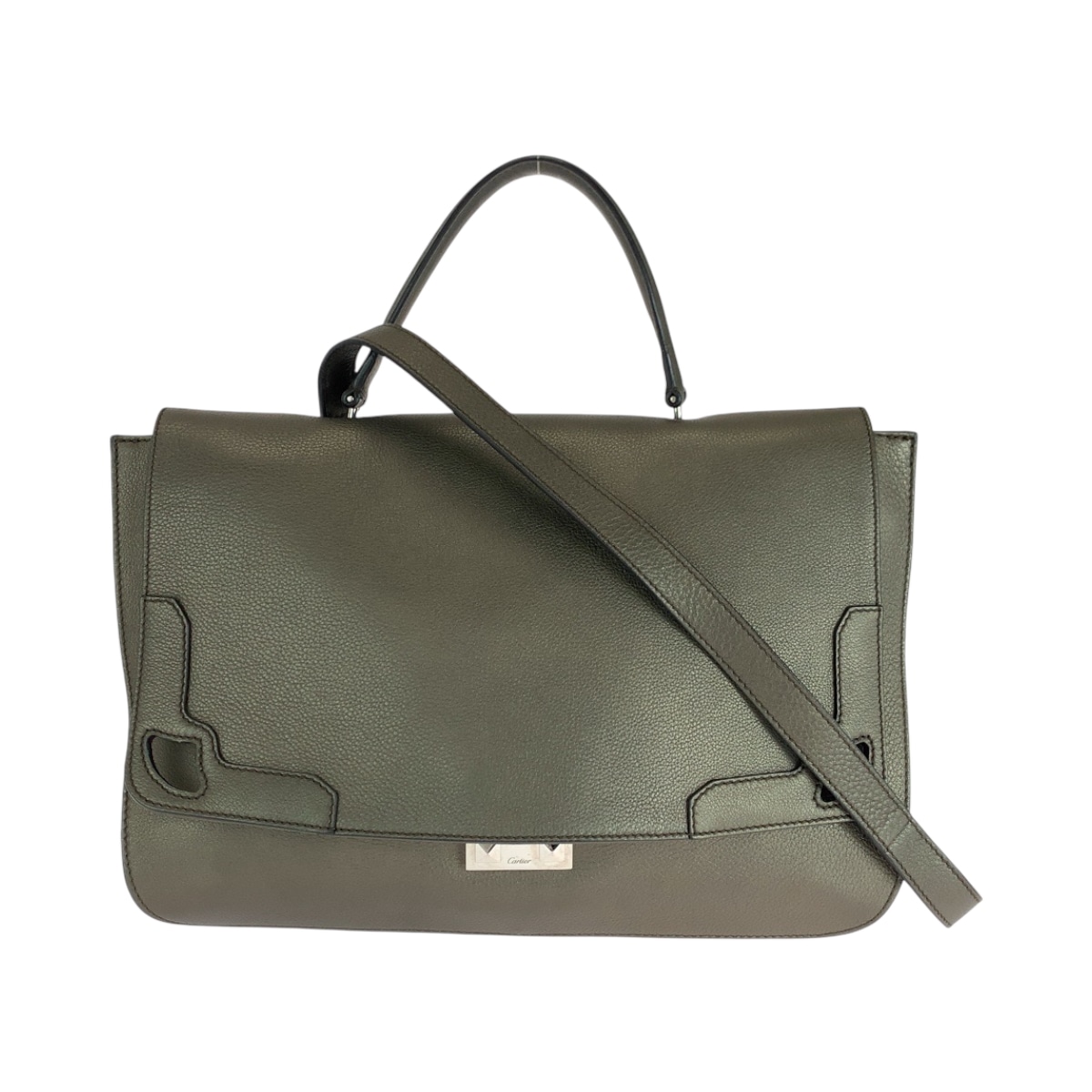 美品 マルチェロ ドゥ カルティエ ブラウン シルバー金具 レザー L1001529 ショルダーバッグ ハンドバッグ 2way レディース 501537