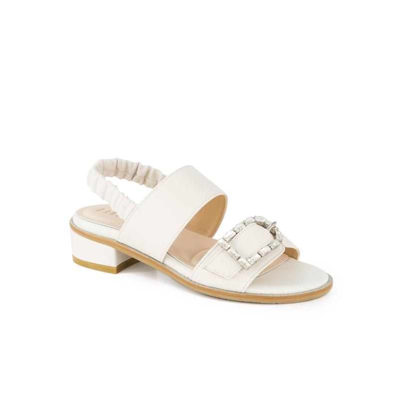 婦人靴 3.5cm クリスタル ディア装飾 セミドレス サンダル DLD216 アイボリー 37,578円