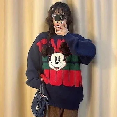 【2個買うと1個無料】11TYPE ファション ディズニー ミッキー セーター カーディガン ペアルック レディー