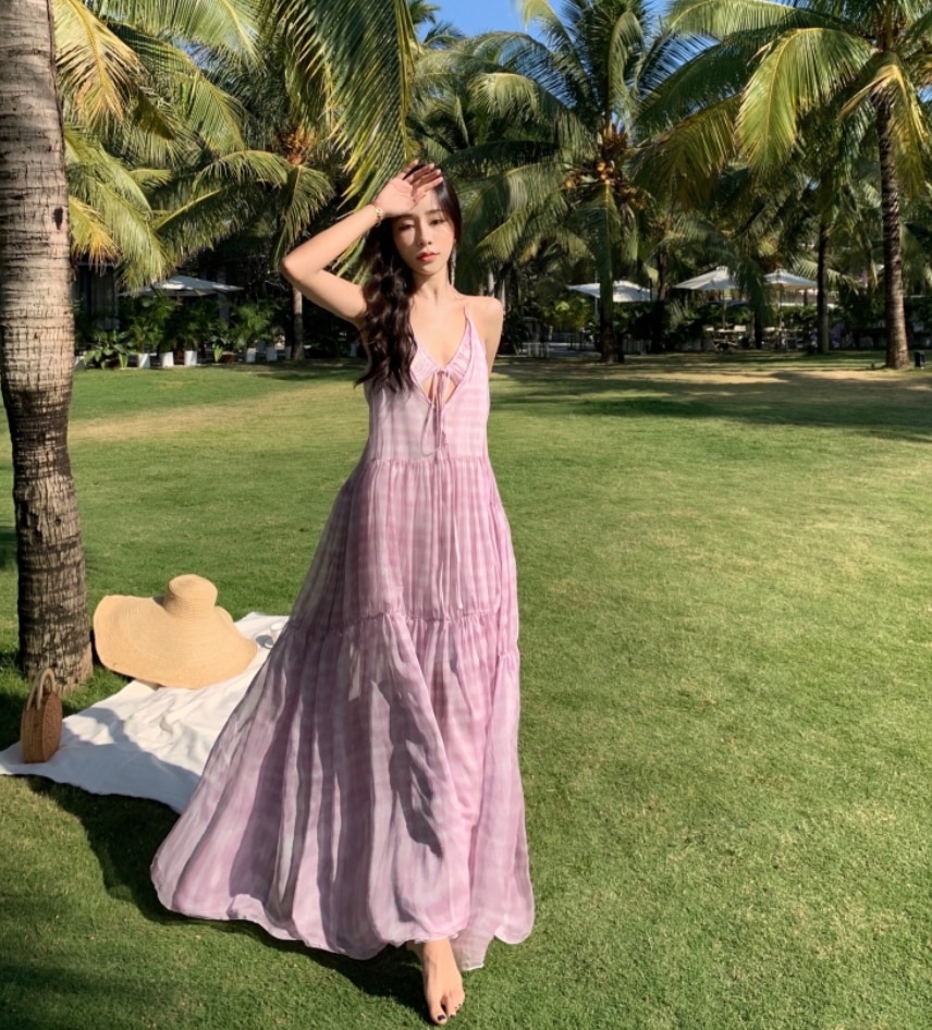 ストラップロングドレス ワンピース フレアワンピース ティアードワンピース ロング ロング丈