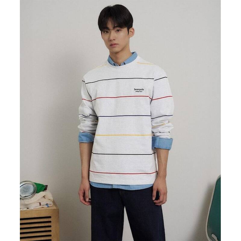 BEANPOLE MEN クラブ マルチストライプ Tシャツ - グレー BC6241C633 405944