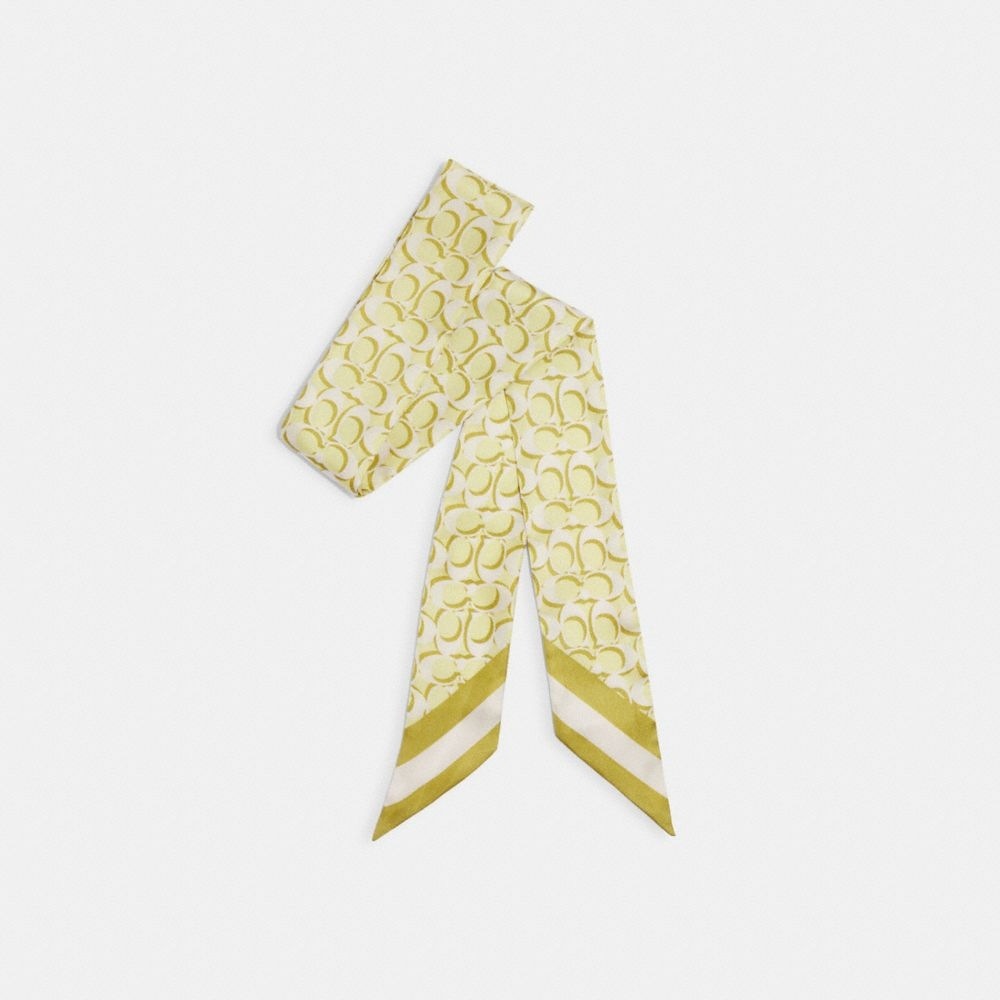 COACH シグネチャープリントシルクスキニースカーフ C8363 ペールライム