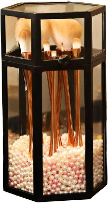 メイクスブラケース メイクブラシ 収納 ボックス メイクブラシスタンド 蓋付き パール付き コンパクト 筒型 防水 防塵 メイクブラシ ホルダー メイクボックス 小物入れ 化粧筆 プレゼント