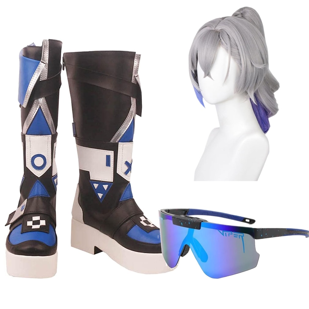 コスプレ靴 銀狼 ぎんろう　ウィッグ メガネ付き 崩壊：スターレイル ブーツ 下駄 シューズ 長靴 コスプレ クリスマス ハロウィン