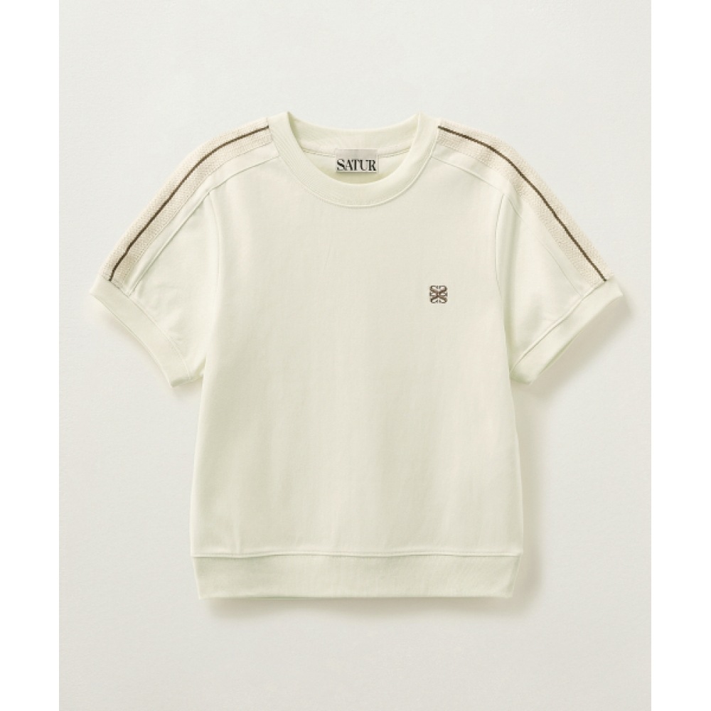 SATUR (W) ロートン クロップ ハーフ スウェットシャツ クレーム