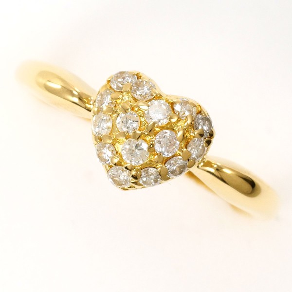 K18 18金 YG イエローゴールド リング 指輪 15号 ダイヤ 0.30 ジュエリー 中古