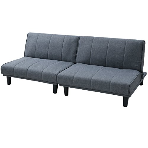 山善 ソファベッド 4人掛け 幅180奥行88-94高さ31-68.5cm ゆったり 3段階リクライニング ファブリック生地 連結簡単 組立品 グレー HSBS-180(GY)