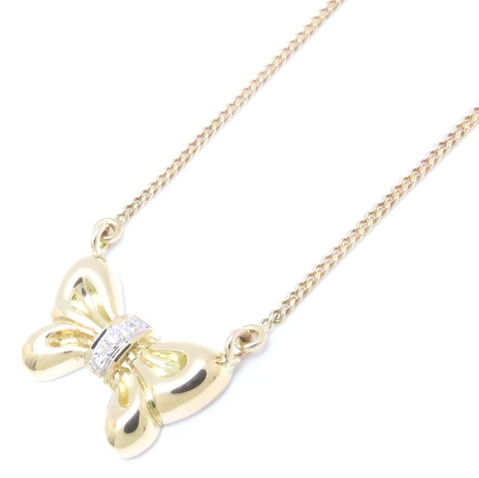 リボン ネックレス ダイヤモンド K18YG イエローゴールド/293724【中古】