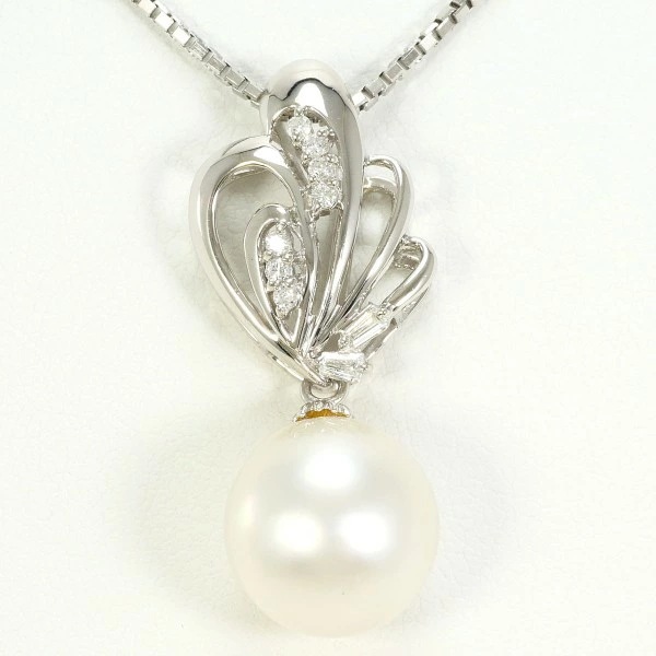 PT900 プラチナ PT850 ネックレス 南洋真珠 ダイヤ 0.15 カード鑑別書 中古