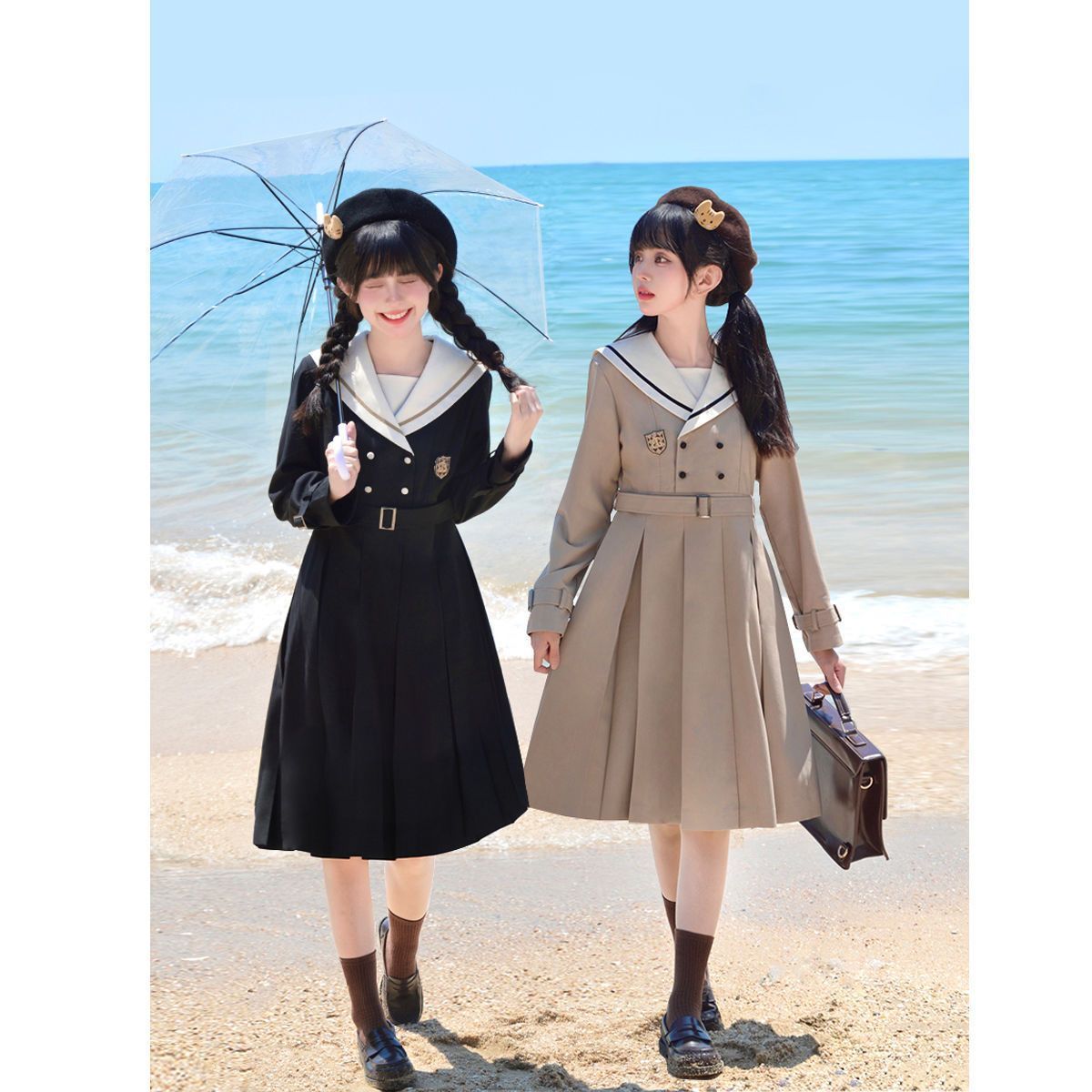 桜家族jk制服ワンピース【秋嶋知】腰を収めて痩せた箱のタックが見えるオリジナル長袖秋冬