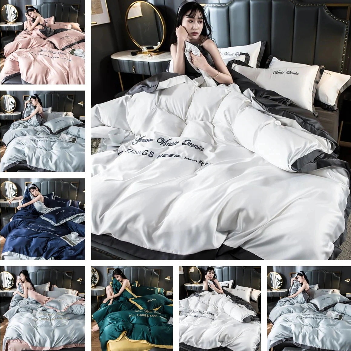 布団カバー 3点セット 4点セット 寝具カバー シーツセット掛け布団カバー ボックスシーツ 北欧風 刺繡 模造シルク 可爱 しまむら-布団カバー あったか 防ダニ 防臭 洗える