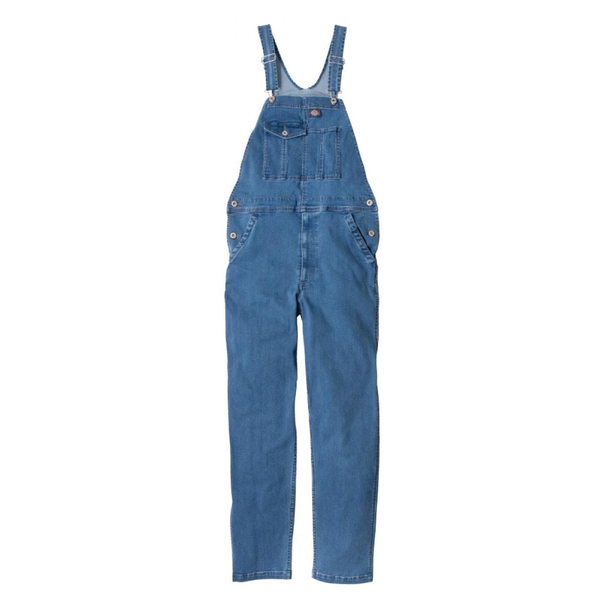 Dickies ストレッチ シルキーデニム オーバーオール ライトインディゴ M D-689 ディッキーズ 作業着 作業服 デニム