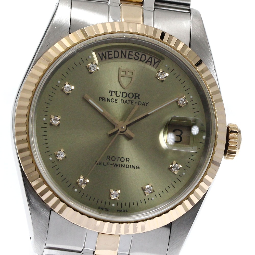 チュードル TUDOR 76213 プリンス デイトデイ YGベゼル 10Pダイヤ 自動巻き メンズ _871437【中古】