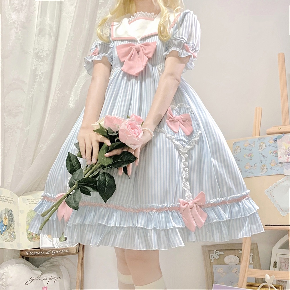 サマードレスサマースウィートハートOPライトロリータデイリーロリータレトロドレスソフトガールドレス