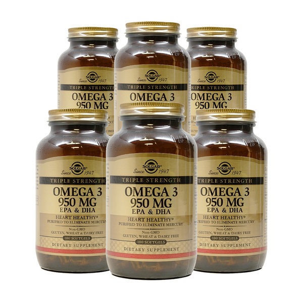 独特な 【送料無料】 EPA Omega-3 6set DHA ソフトゲル 100 mg 950 トリプル強度 ビタミン類