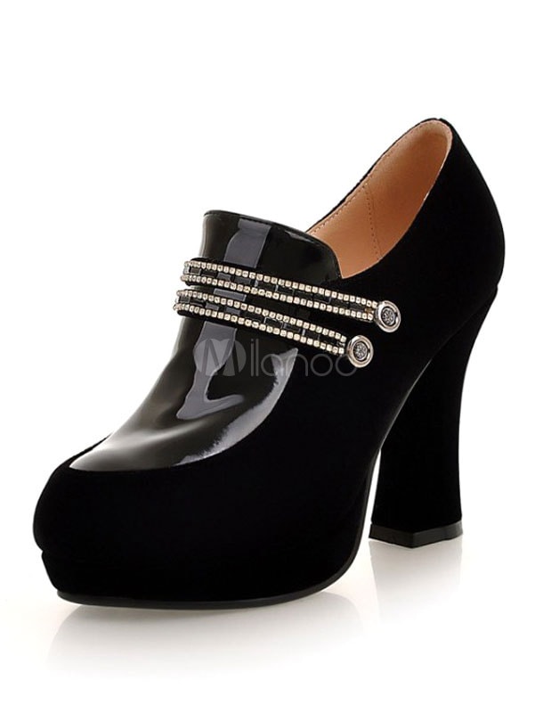 女性のための黒モノグラムスエードハイヒール