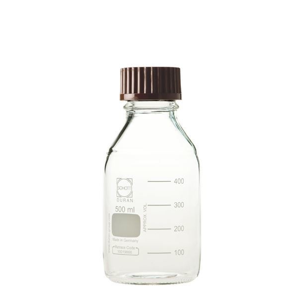 [柴田科学]ねじ口びん（メジュームびん） 赤キャップ付 500mL[10個]