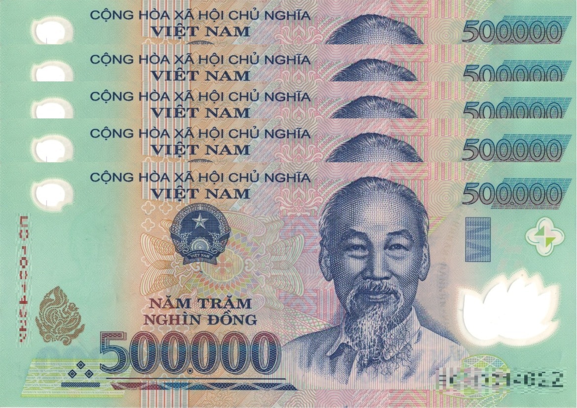 ベトナム 50万ドン 5枚セット 紙幣 ホーチミン主席 500,000VND