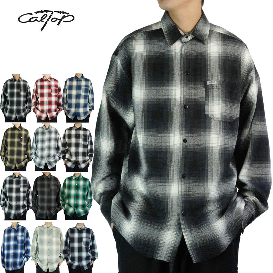 キャルトップ シャツ オンブレチェック【期間限定価格】CALTOP メンズ【クリックポスト発送】2000 OMBRE LONG SLEEVE SHIRTSネルシ
