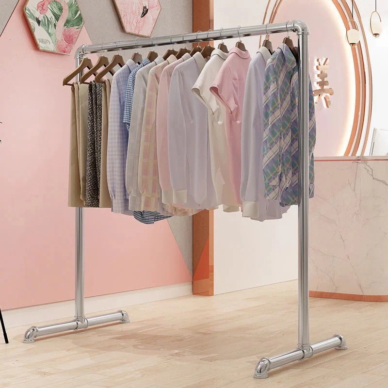 衣類ラック フロア家庭用頑丈な亜鉛メッキステンレススチールパイプバルコニー衣類ラック フロア衣類ラック 吊り下げ衣類ラック 衣類収納ラック ハンガーラック ポールハンガー 洋服ラック