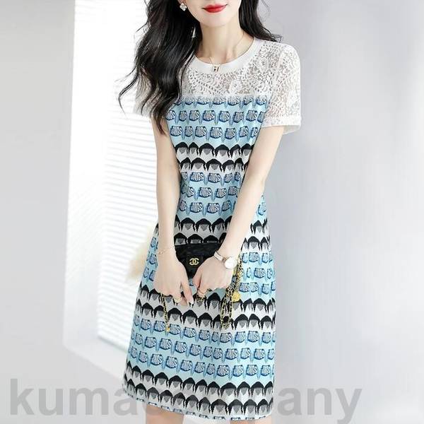 ワンピース ドレス 袖あり ジオメトリック柄 レース エレガント レディース きれいめ カジュアル おしゃれ 半袖 大人 可愛い フェミニン ひざ丈 ナチュラル Aライン 透け感 ゆったり 体型カバー