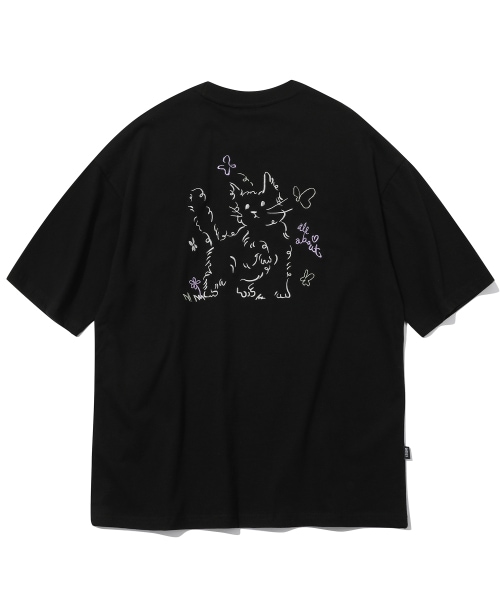 CPGN STUDIO アバウトラブキャットエンブロイダリーショートスリーブTシャツブラック