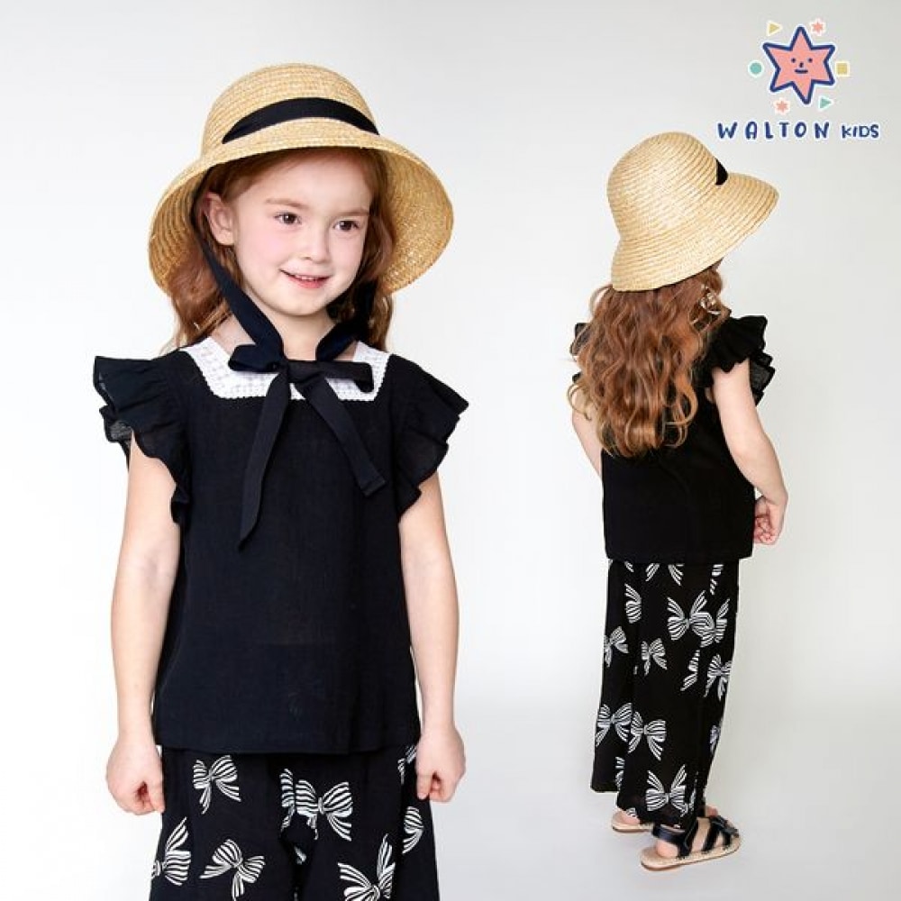 [Walton Kids] バックリボンバケーションワイドパンツ上下スーツ