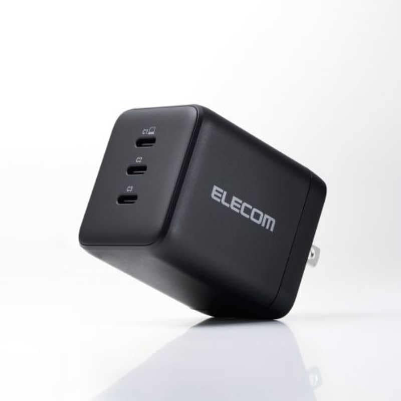 エレコム　ELECOM　充電器 PD 100W / PPS対応 高速充電 3ポート USB-C ×3 GaN II採用 PSE認証 コンパクト 折りたたみ式プラグ 　ACDC-PD113100BK