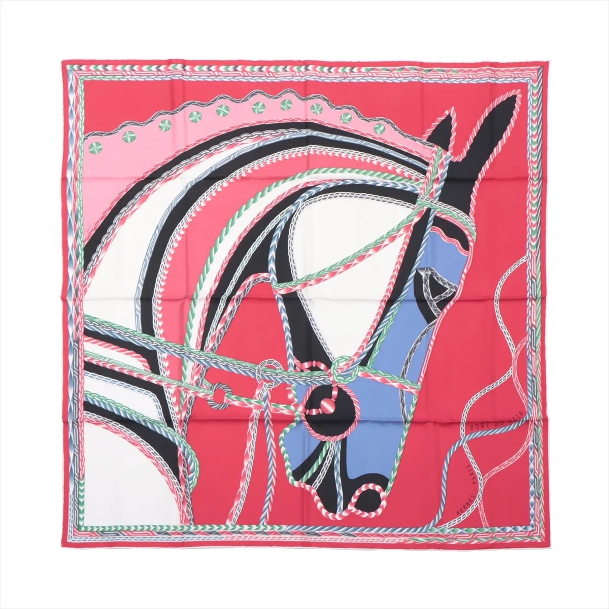 極美品 タグ付 カレ 90 Robe du Soir ローブ デュ ソワール スカーフ シルク100％ Cマーク 絹 ストール レディース MMM CH50-11 中古