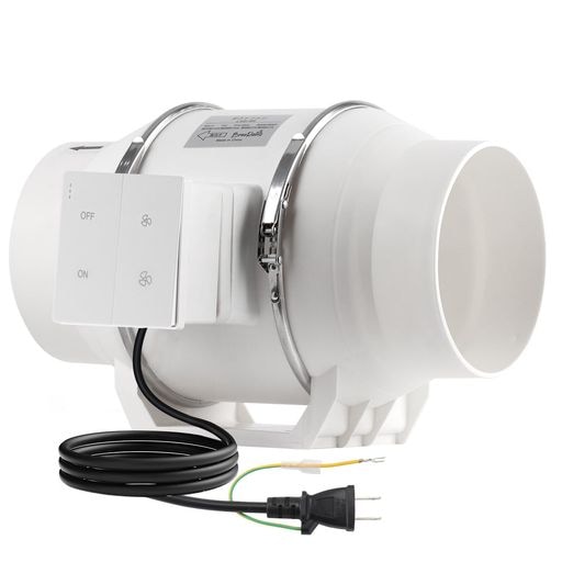 BreeRainz ダクトファン Φ150mm ダクト用換気扇 高低速スイッチ付き 600m3/h 大風量 強力 省エネ 静音 排気ファン 中間取付 塗装ブース用 家焼肉 家庭用 業務用 排風機 丸形