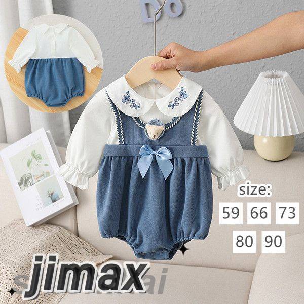 ロンパース ベビー服 熊 リボンデザイン ボディスーツ カバーオール 新生児 赤ちゃん 春秋 誕生日 プレゼント ベビー ベビーウェア 出産祝い 可愛い クリスマス 柔らか 長袖 キッズ 連体服 女の