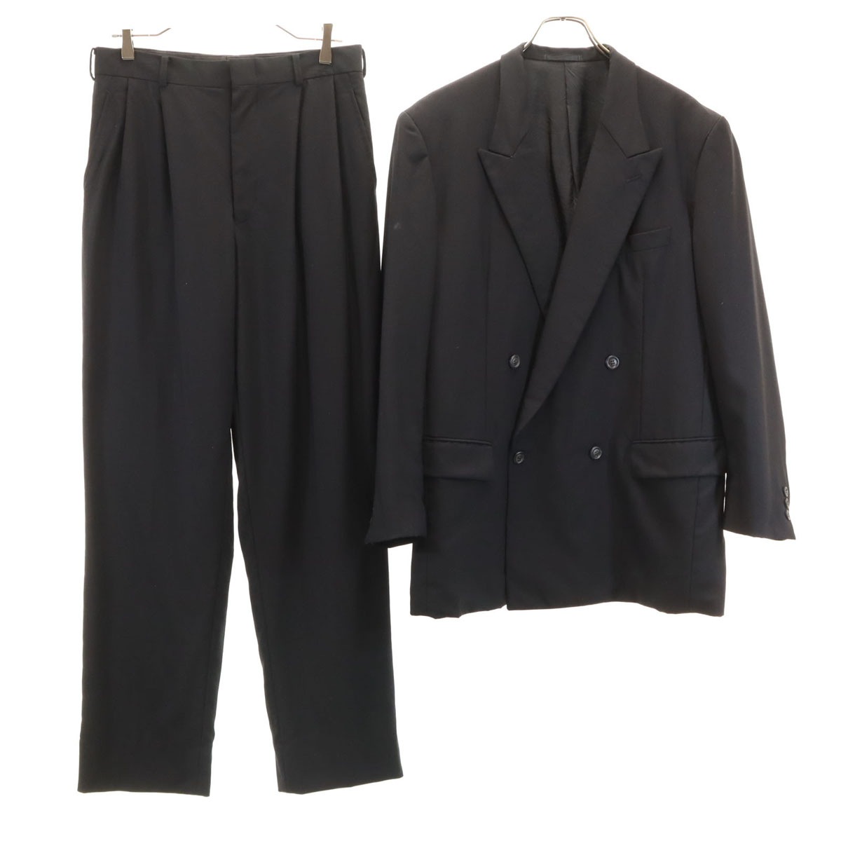 MIYAKE DESIGN STUDIO ミヤケデザインスタジオ 90s 1995年 日本製 オールド ダブル スーツ 上下セットアップ 8 ブラック イッセイミヤケ メンズ 古着