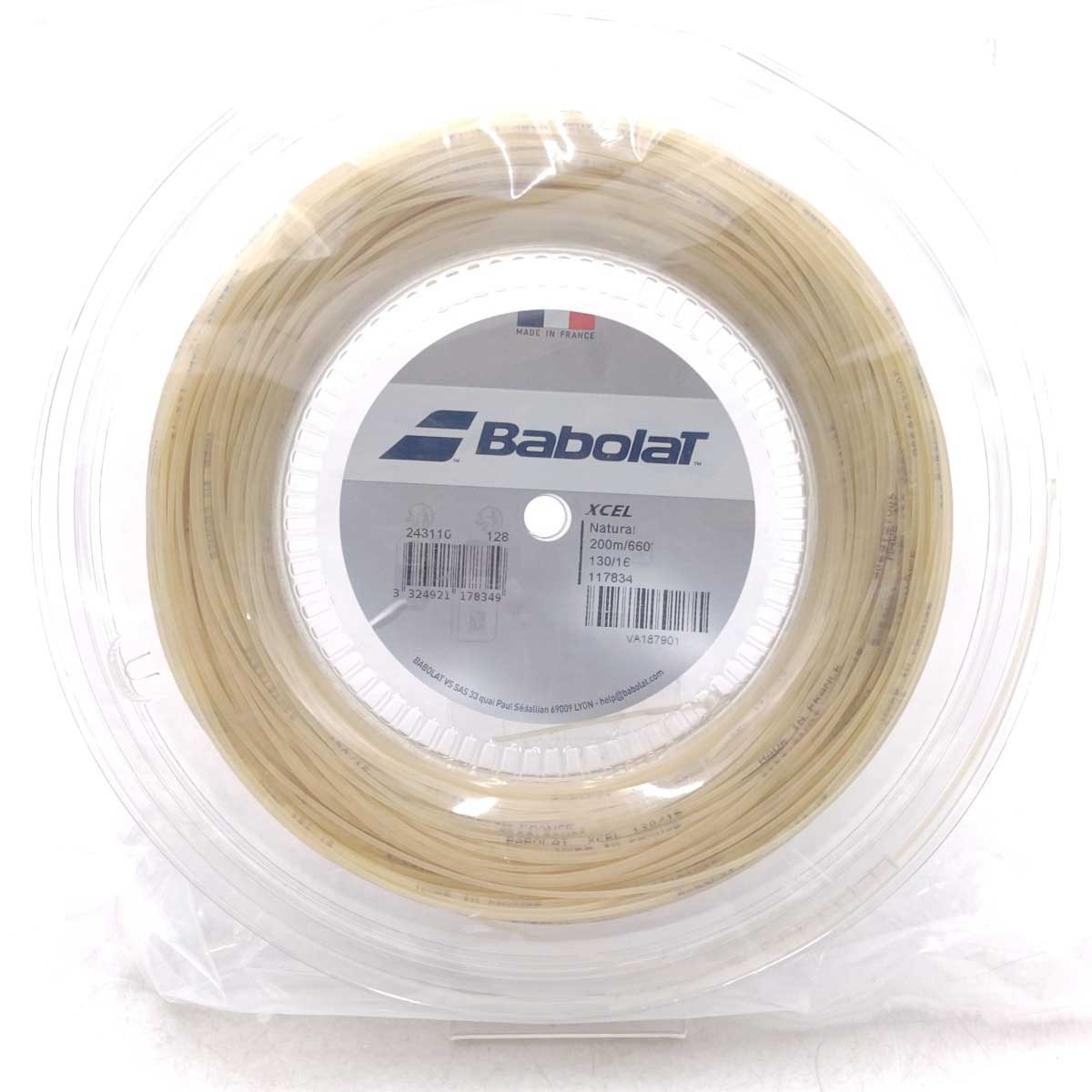 【中古・未使用品】バボラ XCEL エクセル 130 硬式 テニス ストリング ガット 200m ロール ナチュラル 243110 117834 BABOLAT 1.25mm
