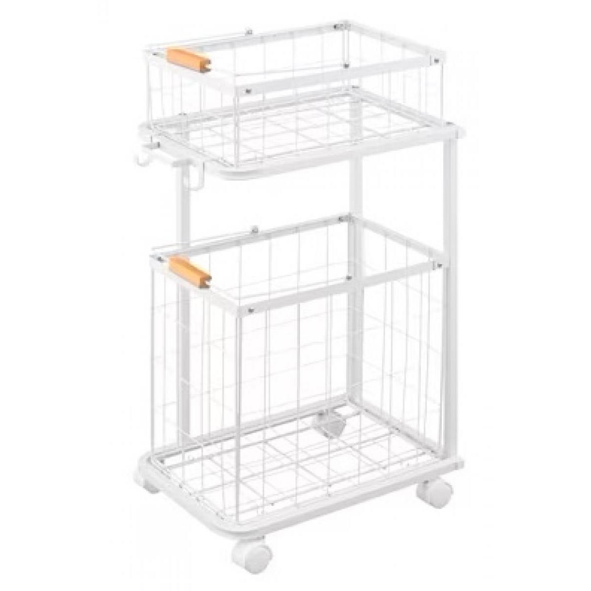 アイリスオーヤマ ランドリーバスケットワゴン2段 LBW-452 ホワイト　洗濯かご 洗面所 収納