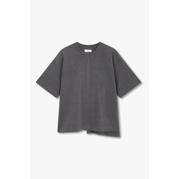 スリットステッチバックボタン半袖Tシャツ9106222212085