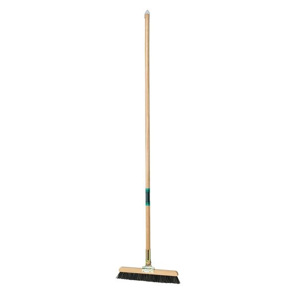 （まとめ） 自在ほうき/掃除用品 木柄 30cm コシの強いタイプ 柄：天然木 業務用 施設 店舗 会社 学校 5セット