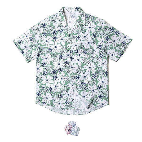 メンズ バカンス ハワイアン パターン オープンカラー シャツ KSM-SHH-SCK0420002